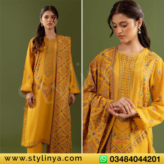 Taana Baana Embroidered Unstitched Dhanak 3Pc Suit - SL1001