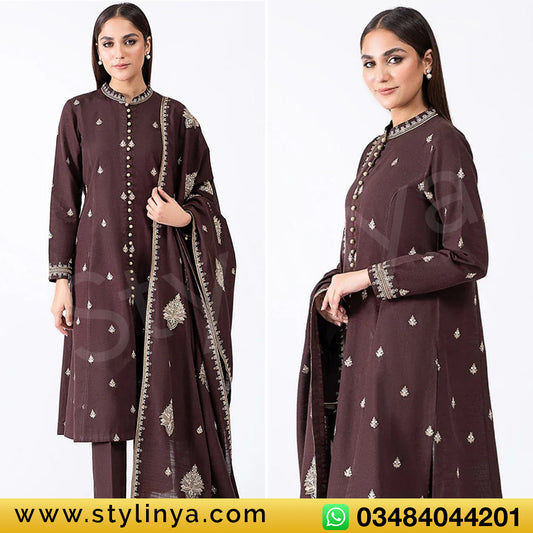 Kayseria Embroidered Unstitched Dhanak 3Pc Suit - SL1001