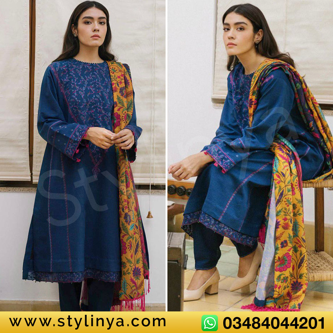 ZARA SHAHJAHAN Embroidered Unstitched Dhanak 3Pc Suit - SL1001