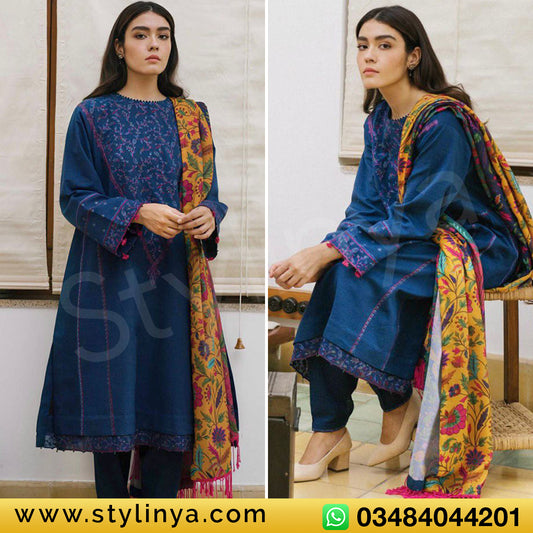 ZARA SHAHJAHAN Embroidered Unstitched Dhanak 3Pc Suit - SL1001