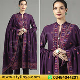 BAREEZE Embroidered Unstitched Dhanak 3Pc Suit - SL1001