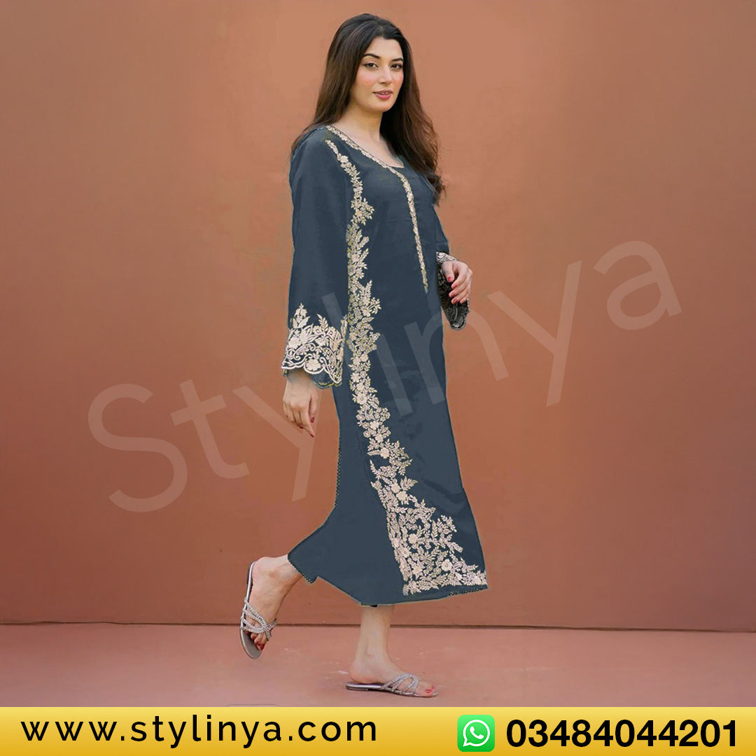 Larobe Embroidered Unstitched Dhanak 2Pc Suit - SL1012