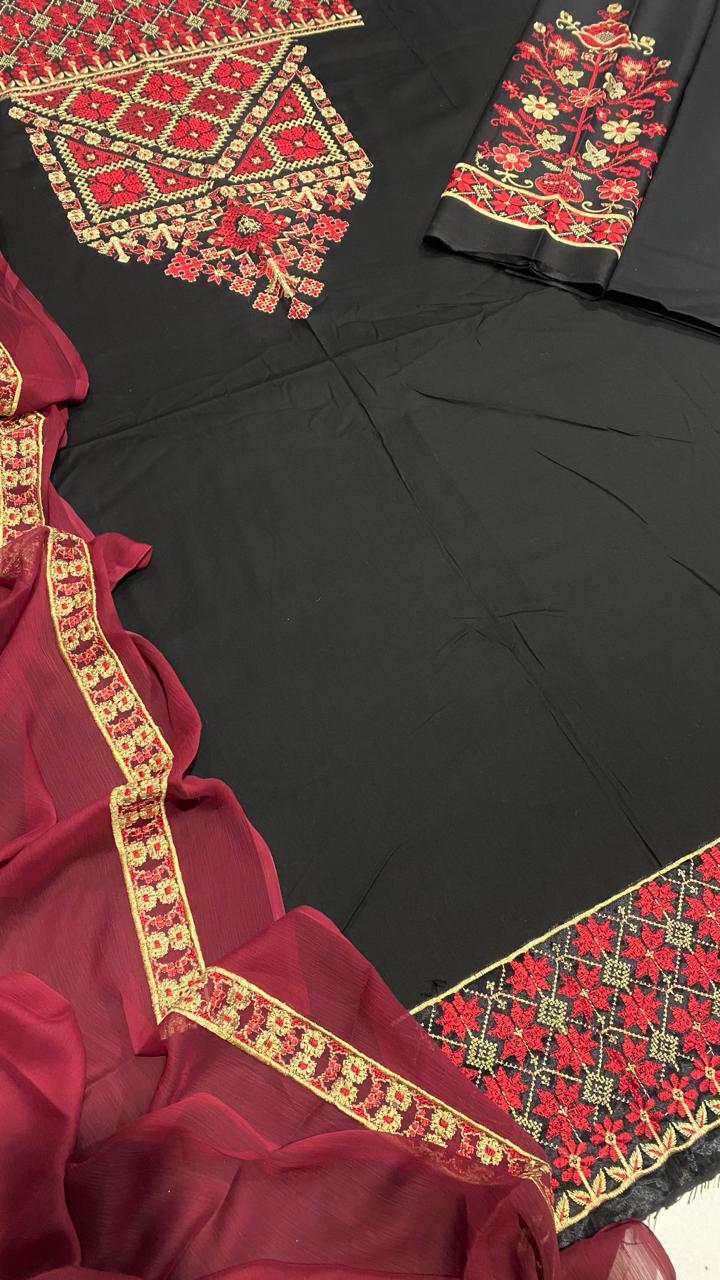 Kayseria Embroidered Unstitched Dhanak 3Pc Suit - SL1001