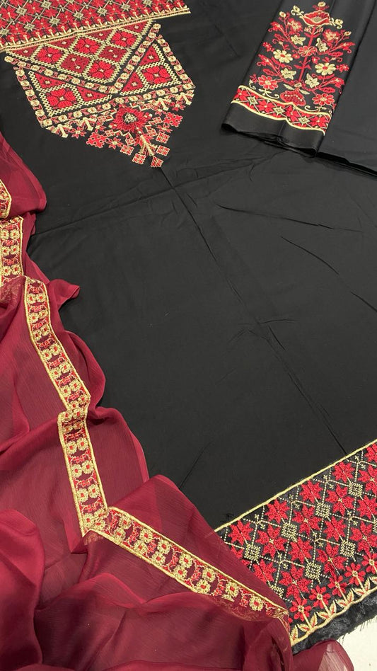 Kayseria Embroidered Unstitched Dhanak 3Pc Suit - SL1001