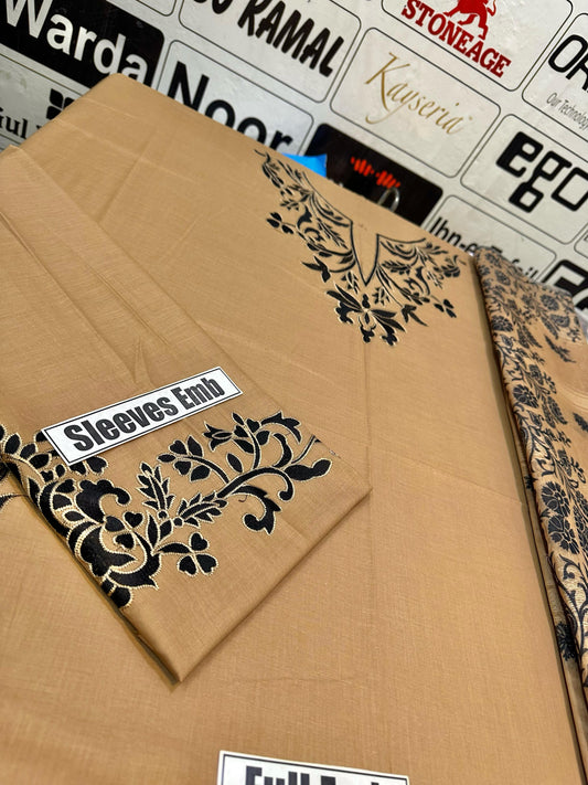 GARNET Embroidered Unstitched Dhanak 3Pc Suit - SL1001