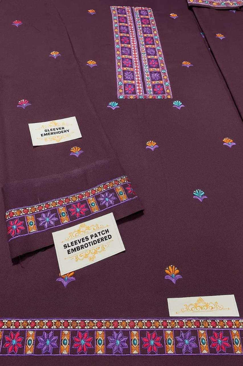 BAREEZE Embroidered Unstitched Dhanak 3Pc Suit - SL1001