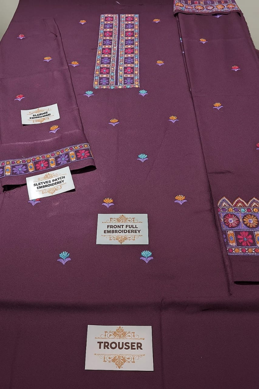 BAREEZE Embroidered Unstitched Dhanak 3Pc Suit - SL1001