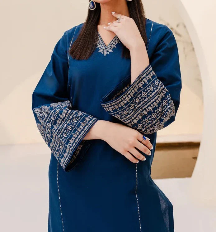 Embroidered 2pc Linen dress