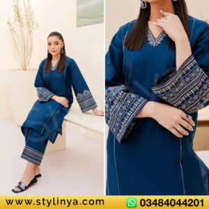 Embroidered 2pc Linen dress