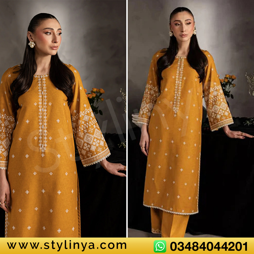 Alkaram Embroidered Dhanak Winter 2 Piece Dress