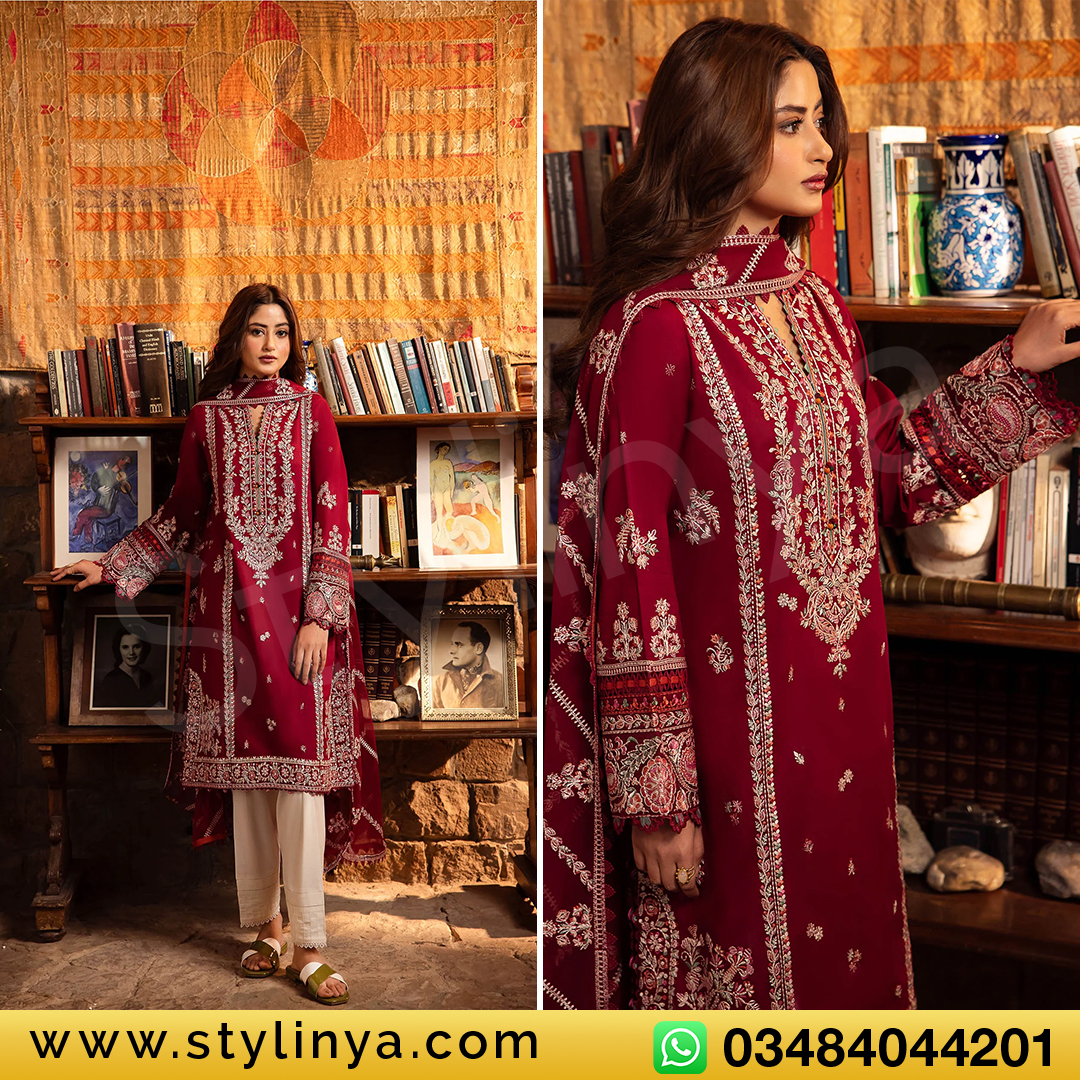 Zaha Embroidered Dhanak Suit Unstitched 3 Piece