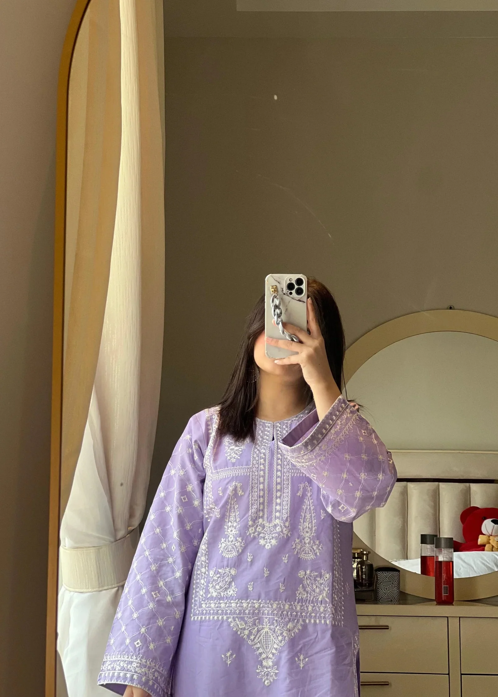 Elegant 2-Piece Embroidered Dhanak Dress