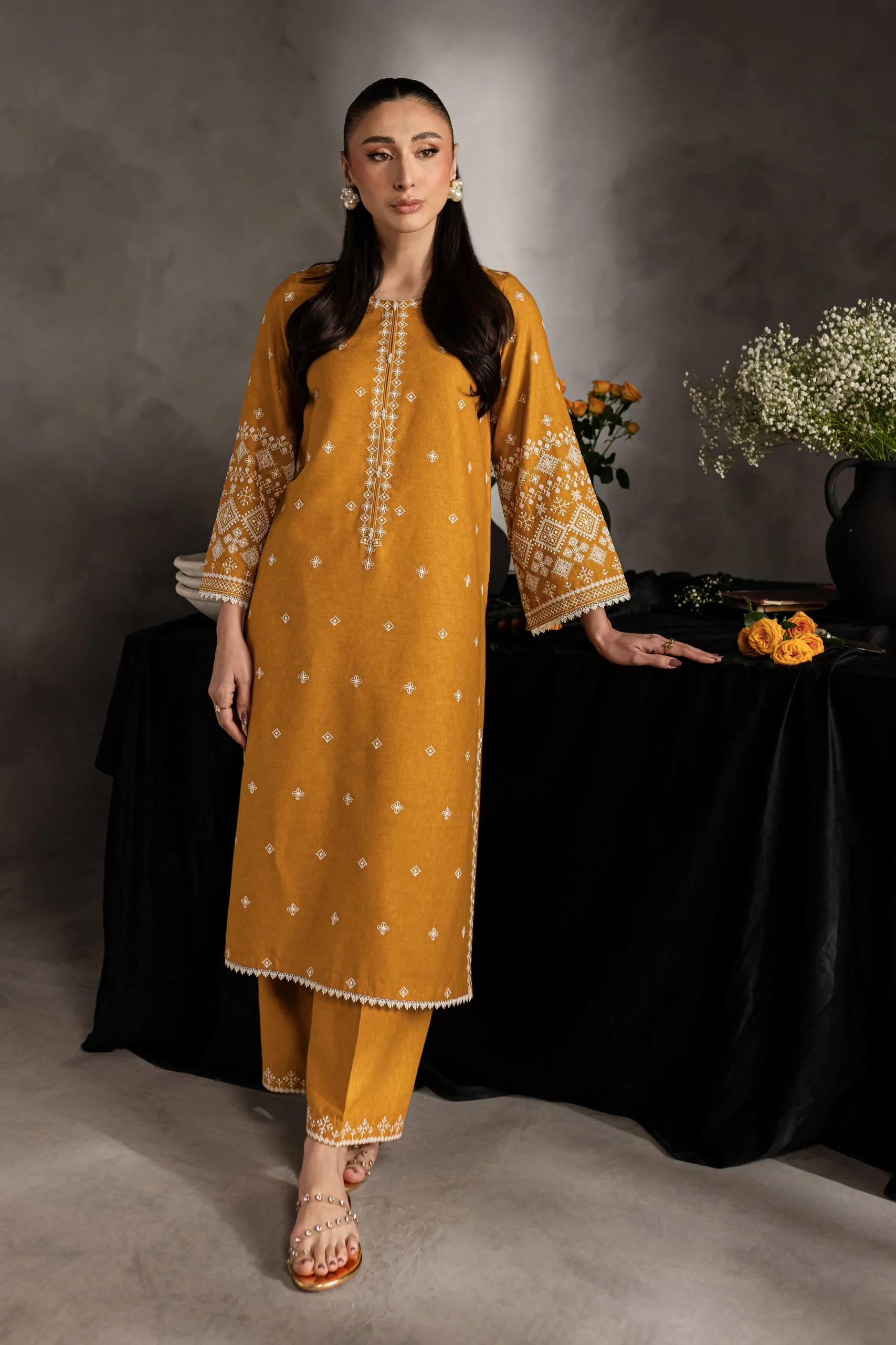Alkaram Embroidered Dhanak Winter 2 Piece Dress
