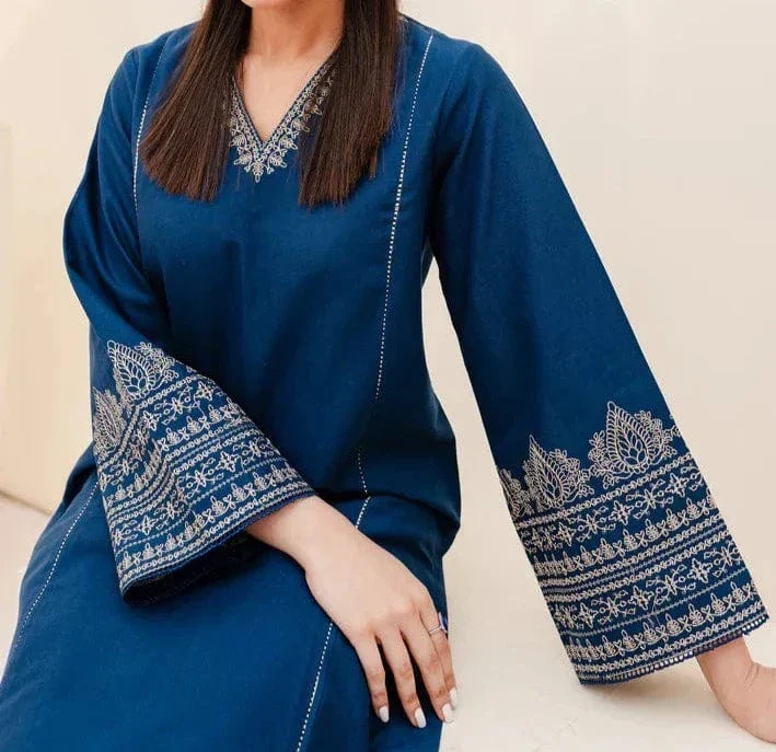 Embroidered 2pc Linen dress