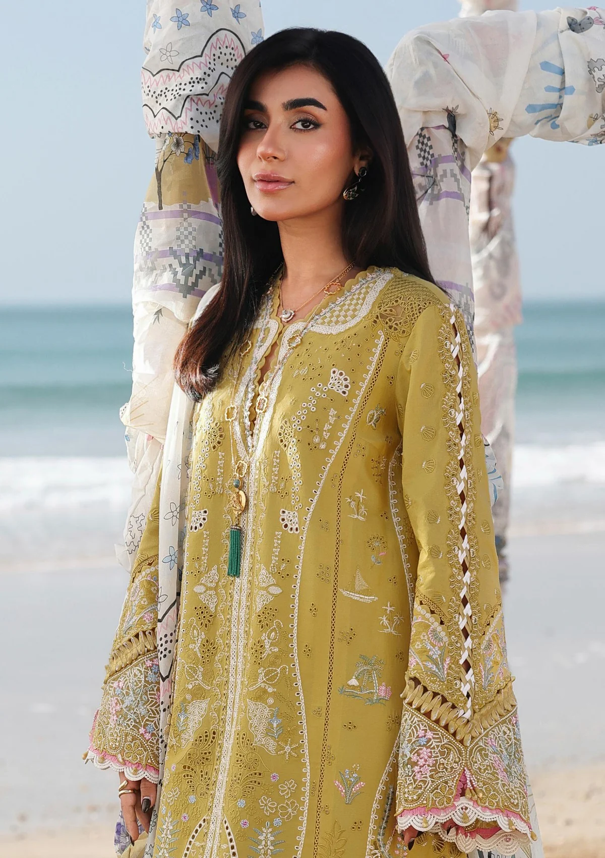 Qalamkar Lawn Chikankari Embroidered Luxury 3 piece