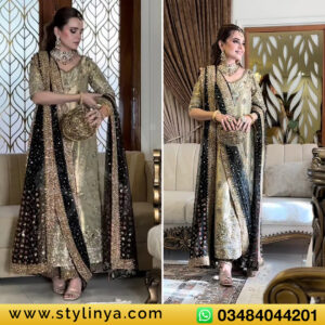 Haris Shakeel Luxury Myssory Embroidered 3 Piece Unstitched