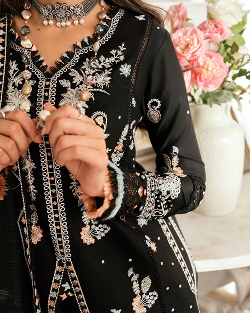 Qalamkar Luxury Lawn Embroidered 3Pc Suit SB-03 Misha