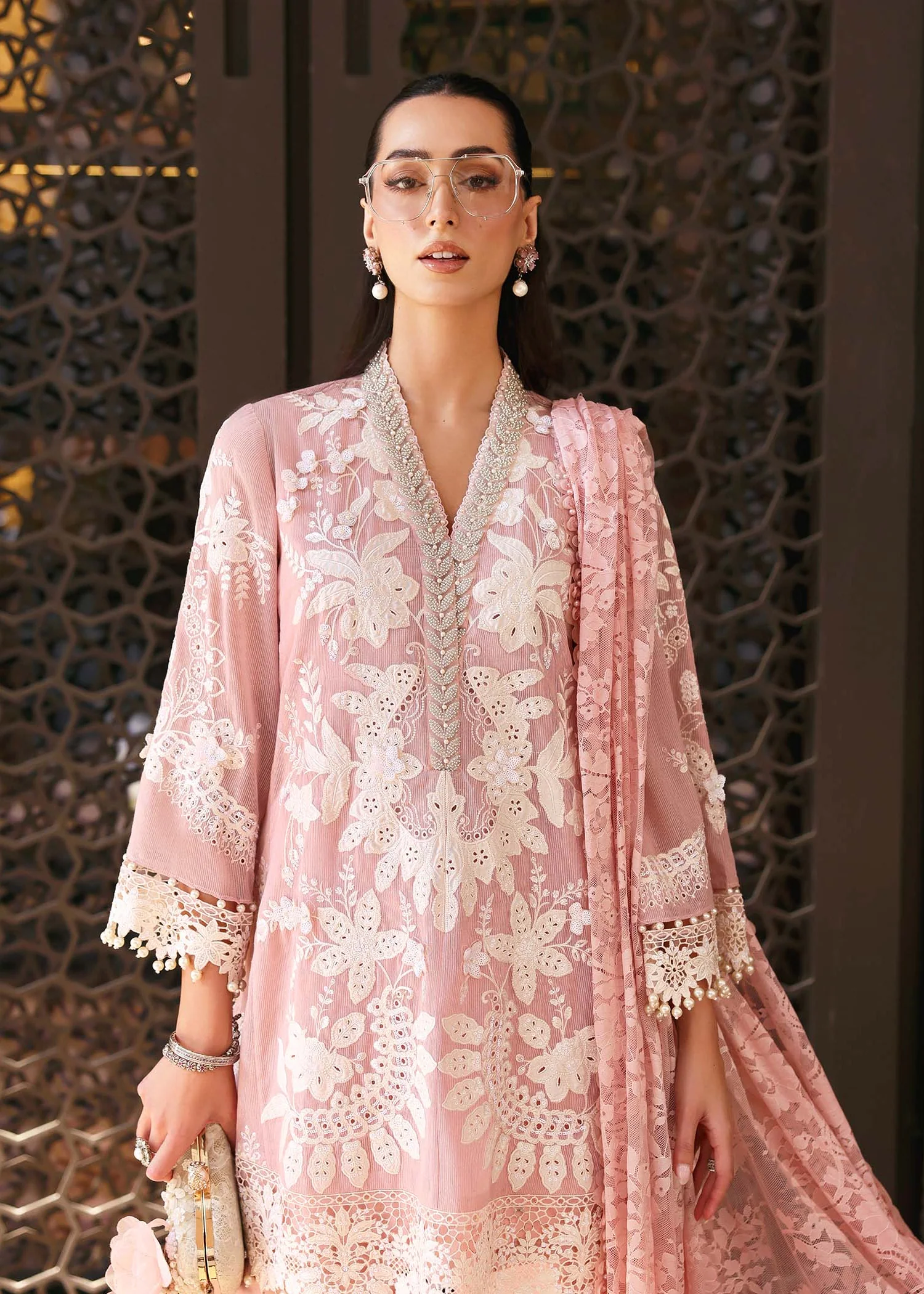 3 Piece Unstitched Embroidered Lawn Karandi Suit