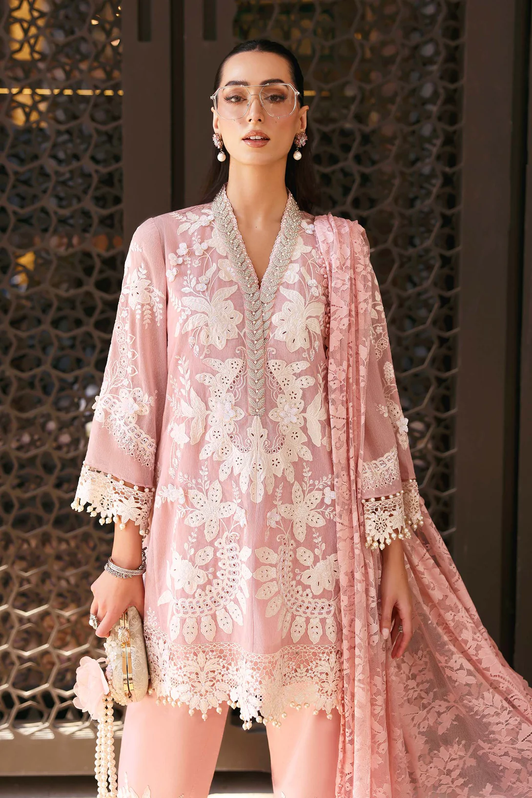 3 Piece Unstitched Embroidered Lawn Karandi Suit